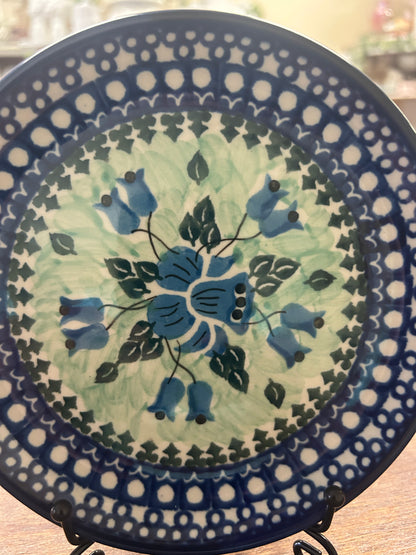 Blue & Green UNIKAT Polish Pottery Plate, 6 1/4"