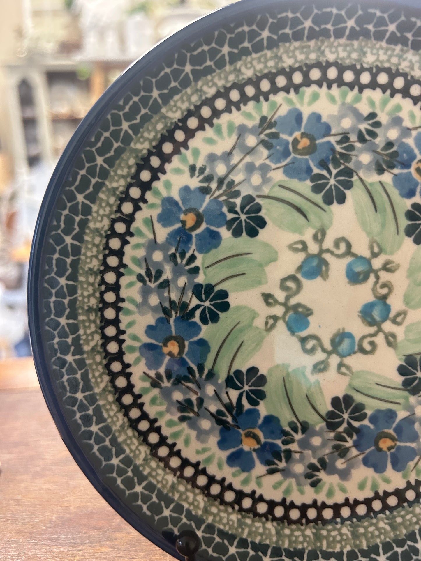 Blue & Green UNIKAT Polish Pottery Plate, 6 1/4"
