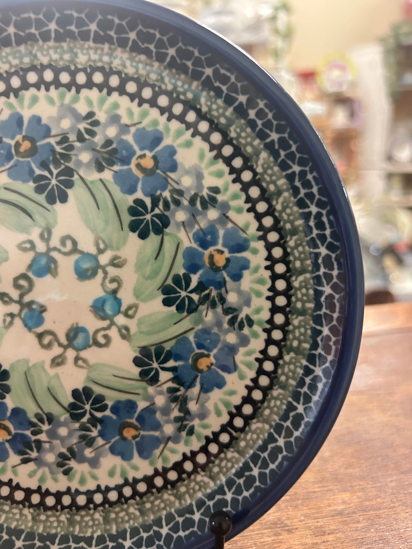 Blue & Green UNIKAT Polish Pottery Plate, 6 1/4"