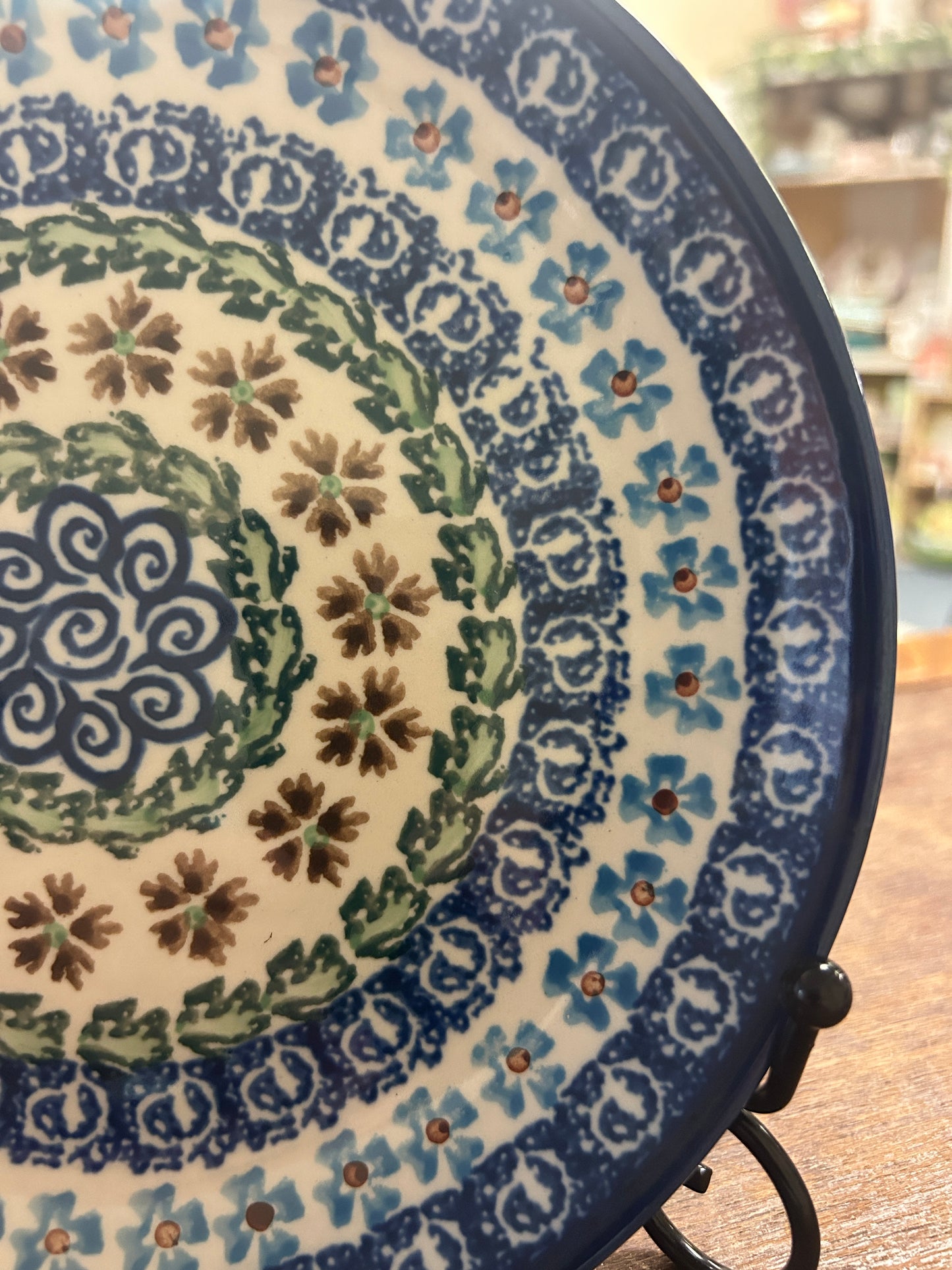 Blue & Green UNIKAT Polish Pottery Plate, 8"