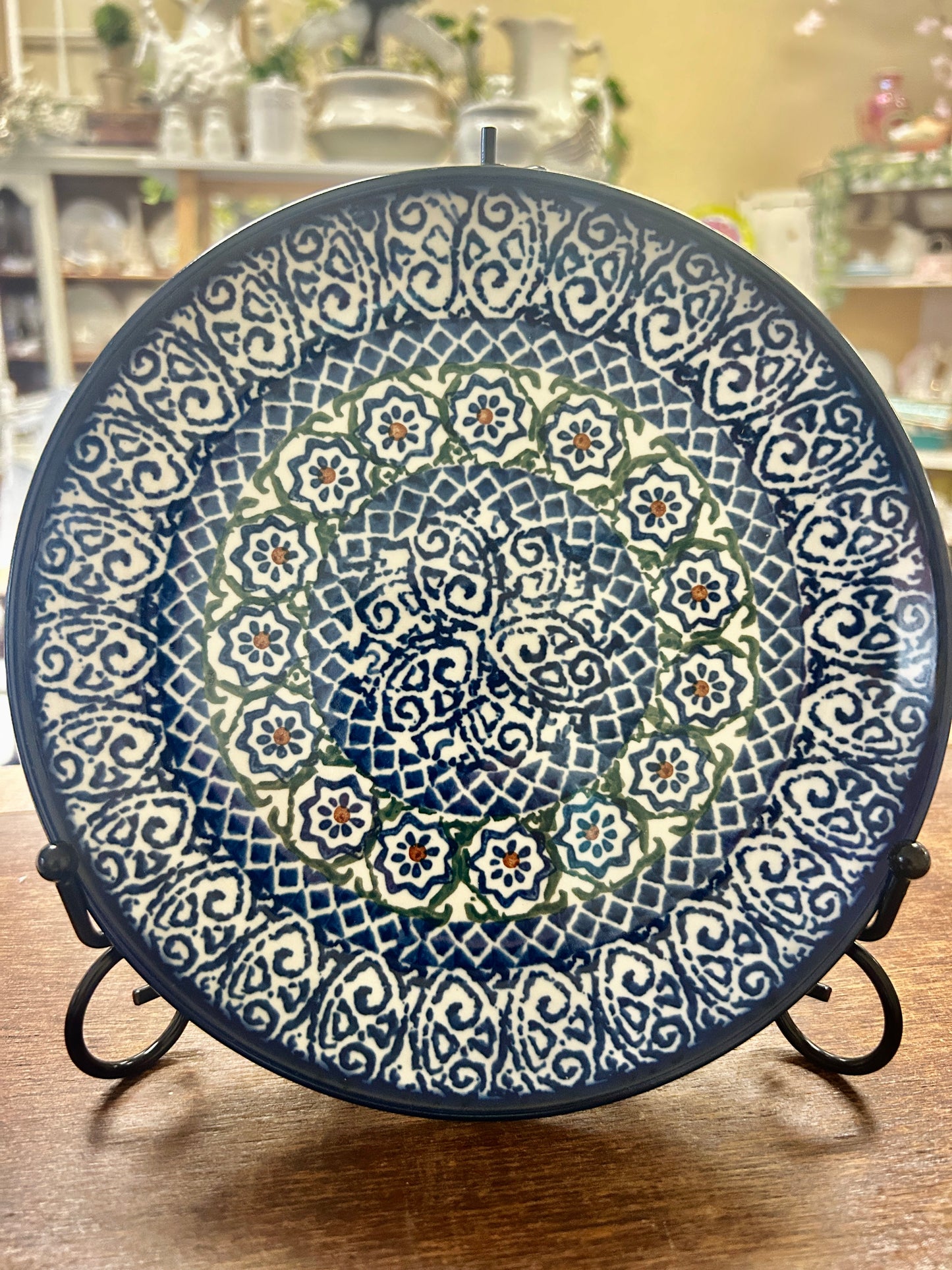 Blue & Green UNIKAT Polish Pottery Plate, 8"