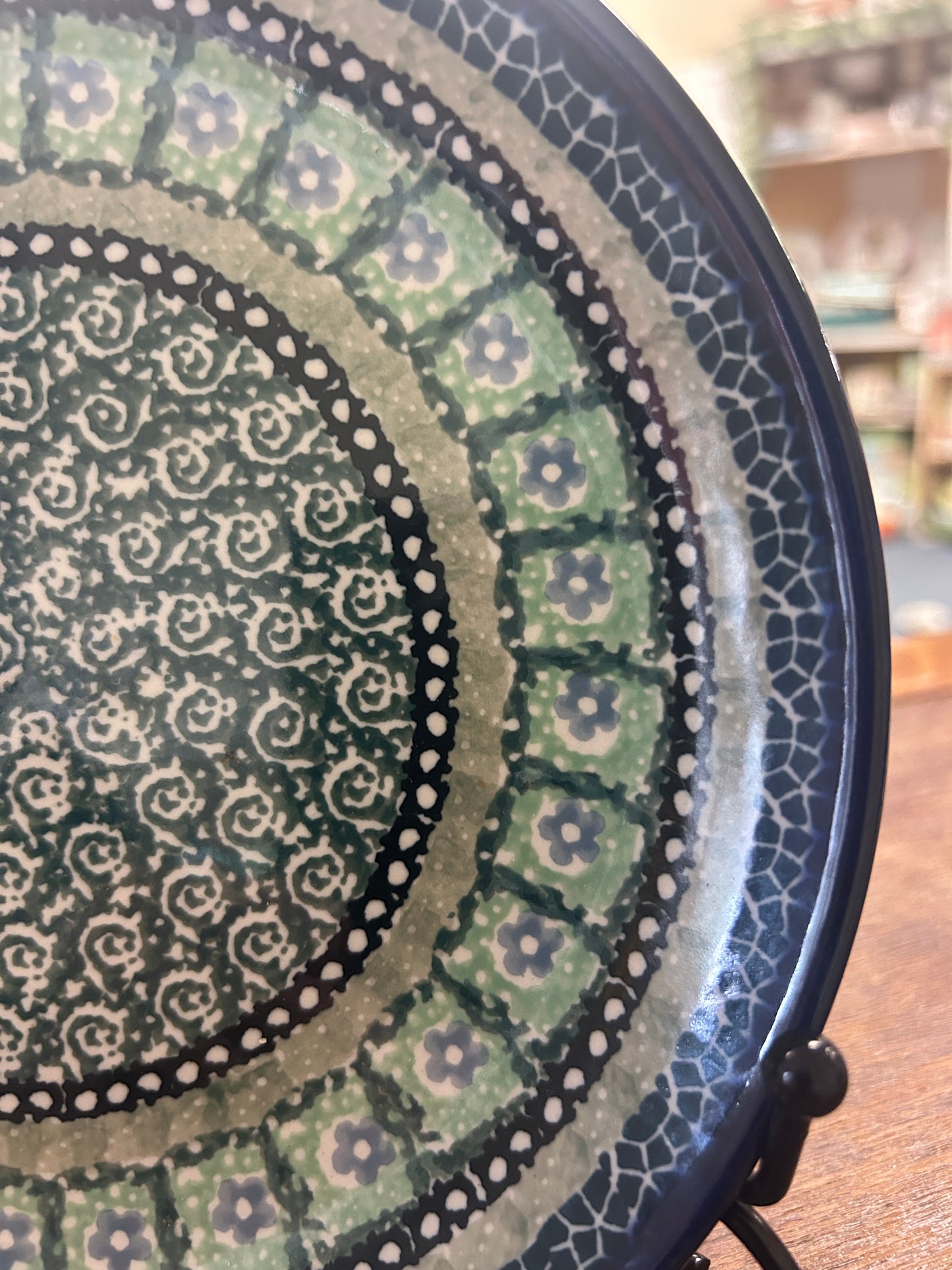 Blue & Green UNIKAT Polish Pottery Plate, 8"