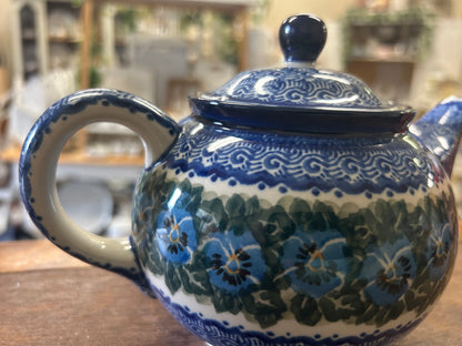 Blue & Green UNIKAT Polish Pottery Tea Pot, 5 1/2"