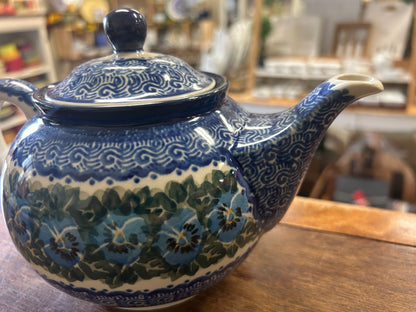 Blue & Green UNIKAT Polish Pottery Tea Pot, 5 1/2"