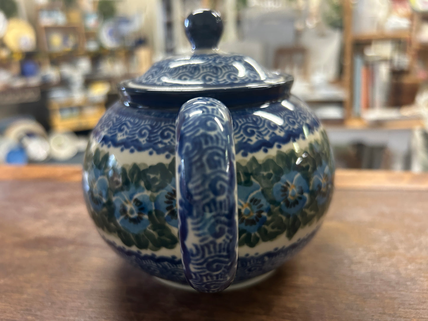 Blue & Green UNIKAT Polish Pottery Tea Pot, 5 1/2"