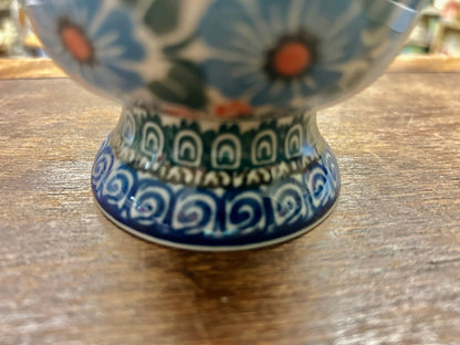 Multicolor UNIKAT Polish Pottery Pedestal Bowl, 3 1/4"