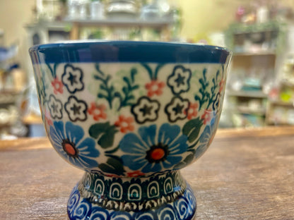 Multicolor UNIKAT Polish Pottery Pedestal Bowl, 3 1/4"
