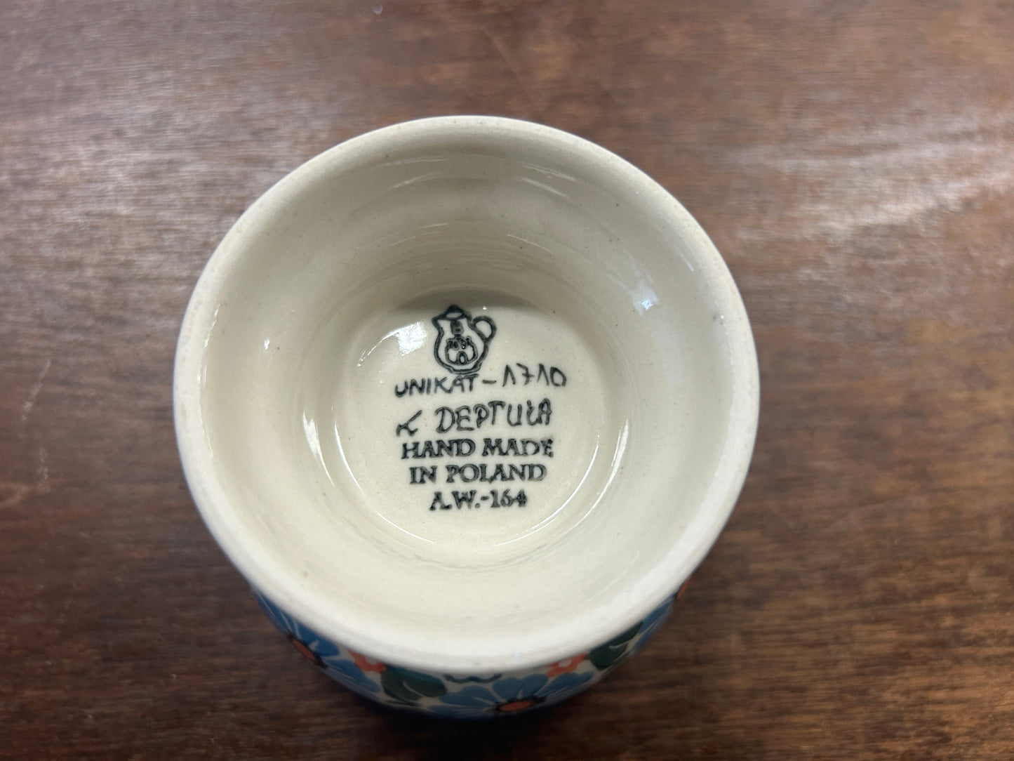 Multicolor UNIKAT Polish Pottery Pedestal Bowl, 3 1/4"