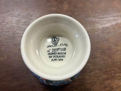 Multicolor UNIKAT Polish Pottery Pedestal Bowl, 3 1/4"