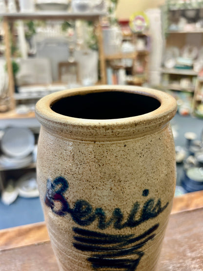 Gray B. Stebner BERRIES Stoneware Crock, 8 1/2"