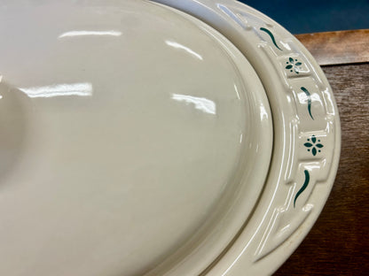 Green & White Longaberger 3 QT Oval Baker, 3 QT
