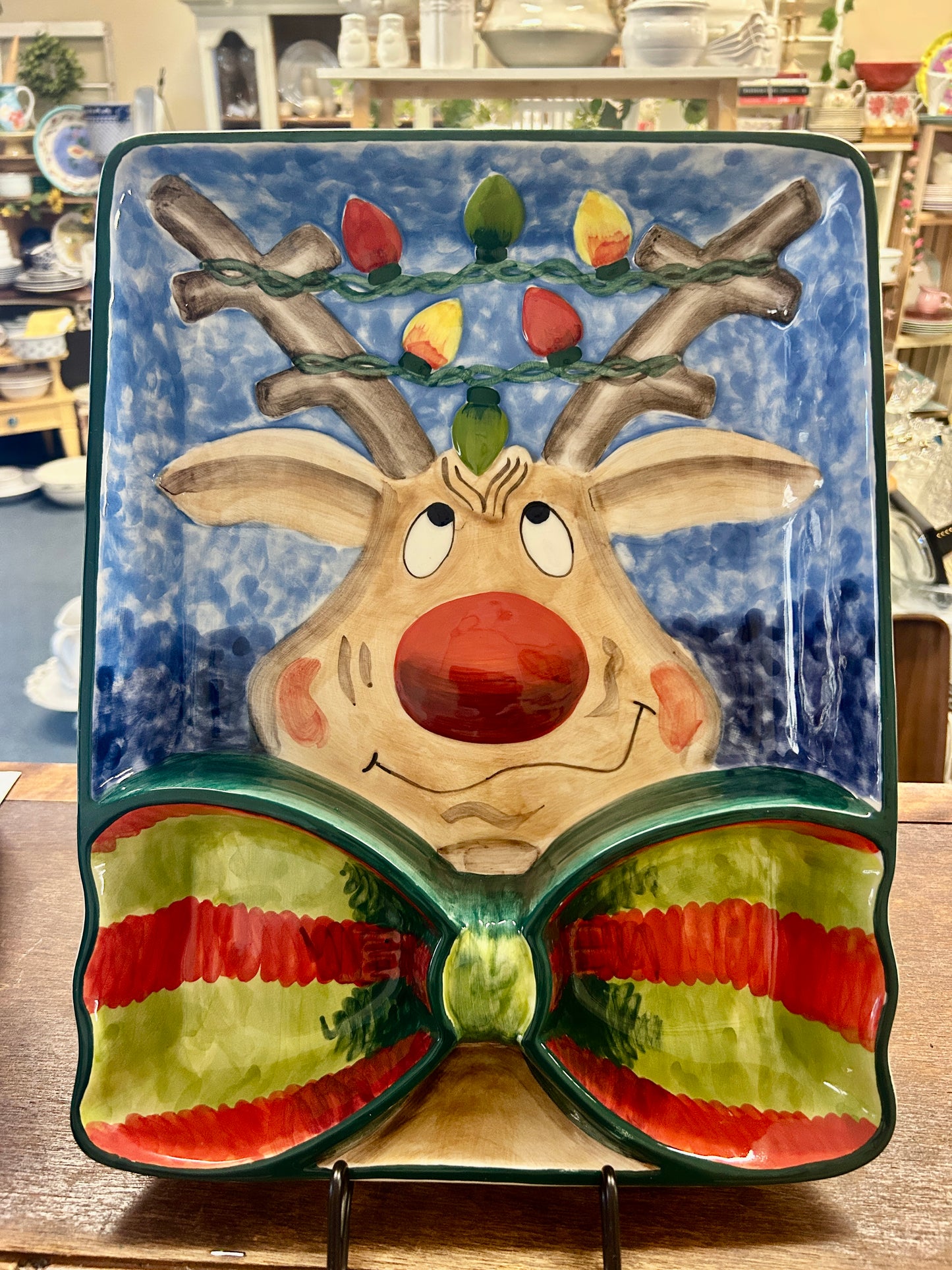 Multicolor Clay Art Reindeer 3 Section, 15 1/2"