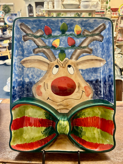 Multicolor Clay Art Reindeer 3 Section, 15 1/2"