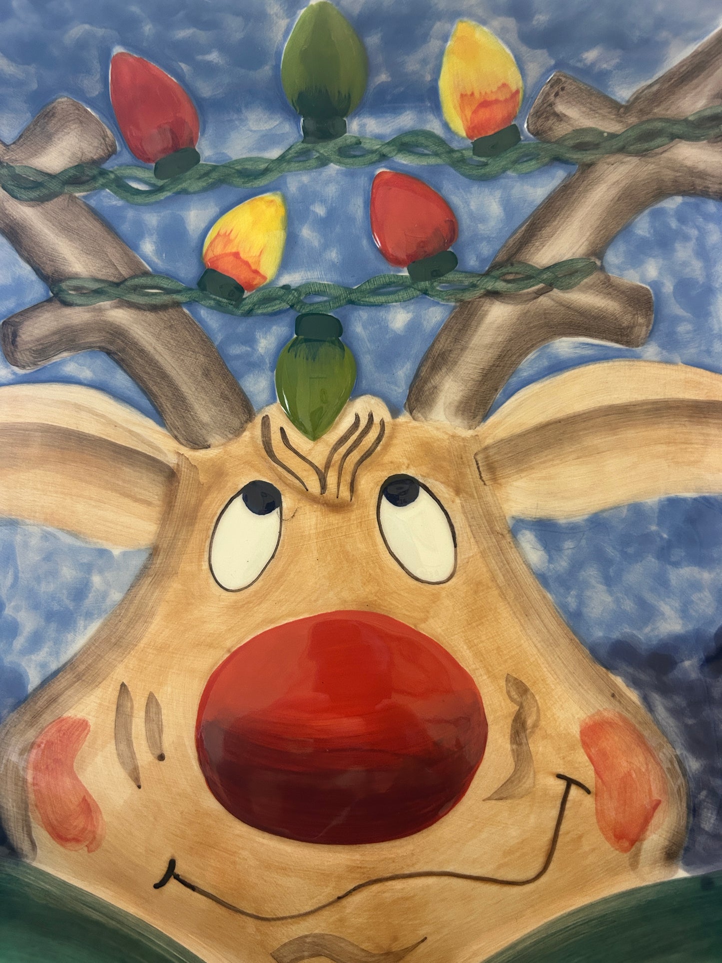 Multicolor Clay Art Reindeer 3 Section, 15 1/2"