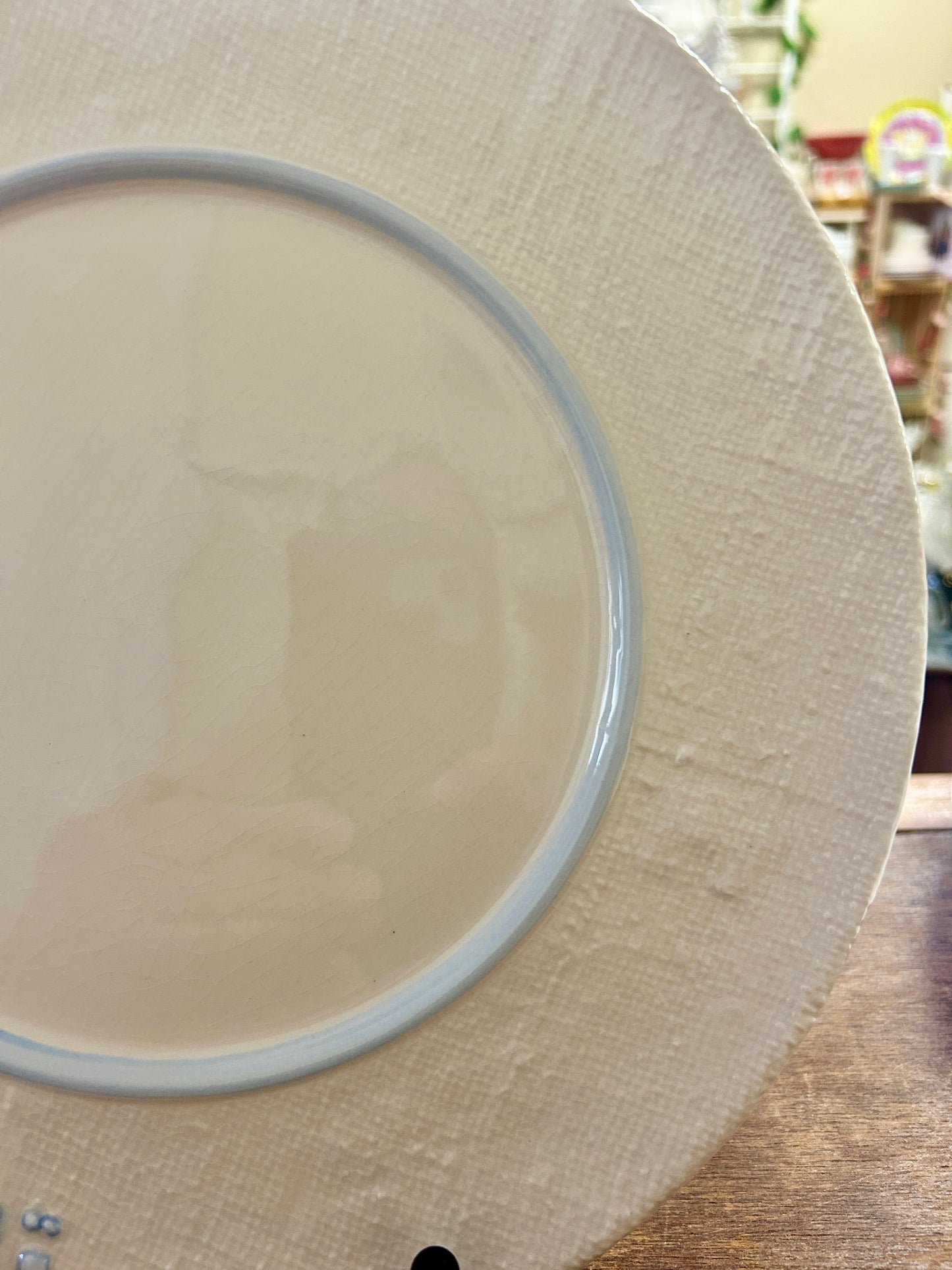 Green & White Fitz & Floyd Paloma Dinner Plate, 11"
