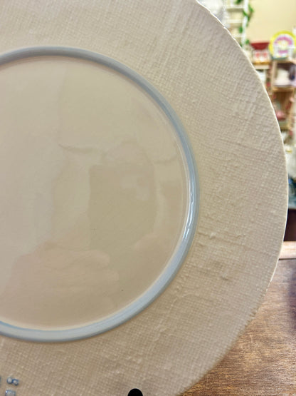 Green & White Fitz & Floyd Paloma Dinner Plate, 11"