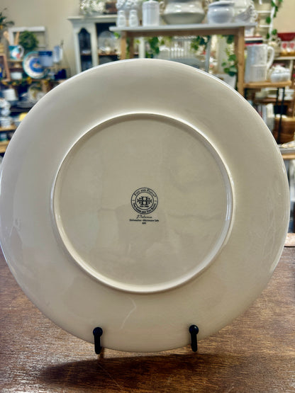 Green & White Fitz & Floyd Paloma Dinner Plate, 11"