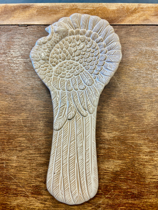 Cream  Turkey Spoon Rest, 9"