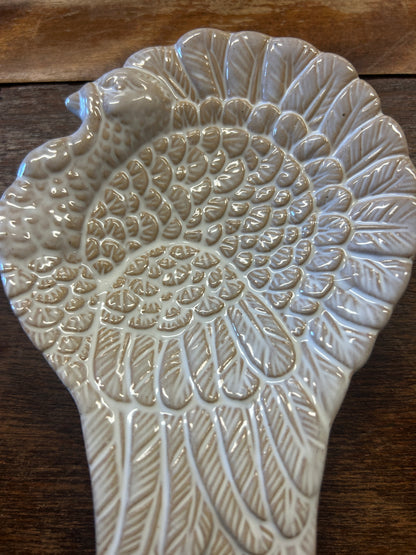 Cream  Turkey Spoon Rest, 9"