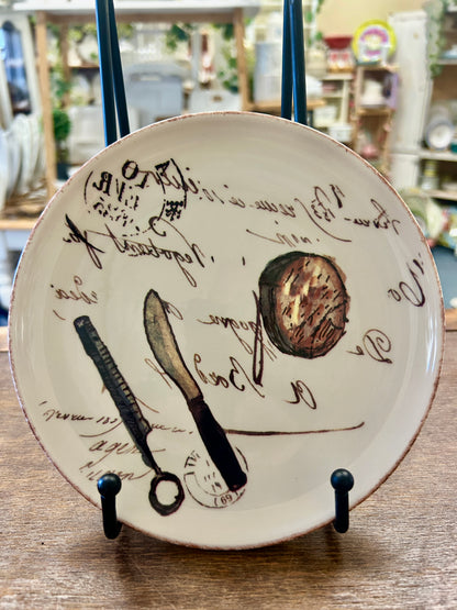 Brown & White Williams Sonoma French Cafe Plate Portugal, 6 3/4"
