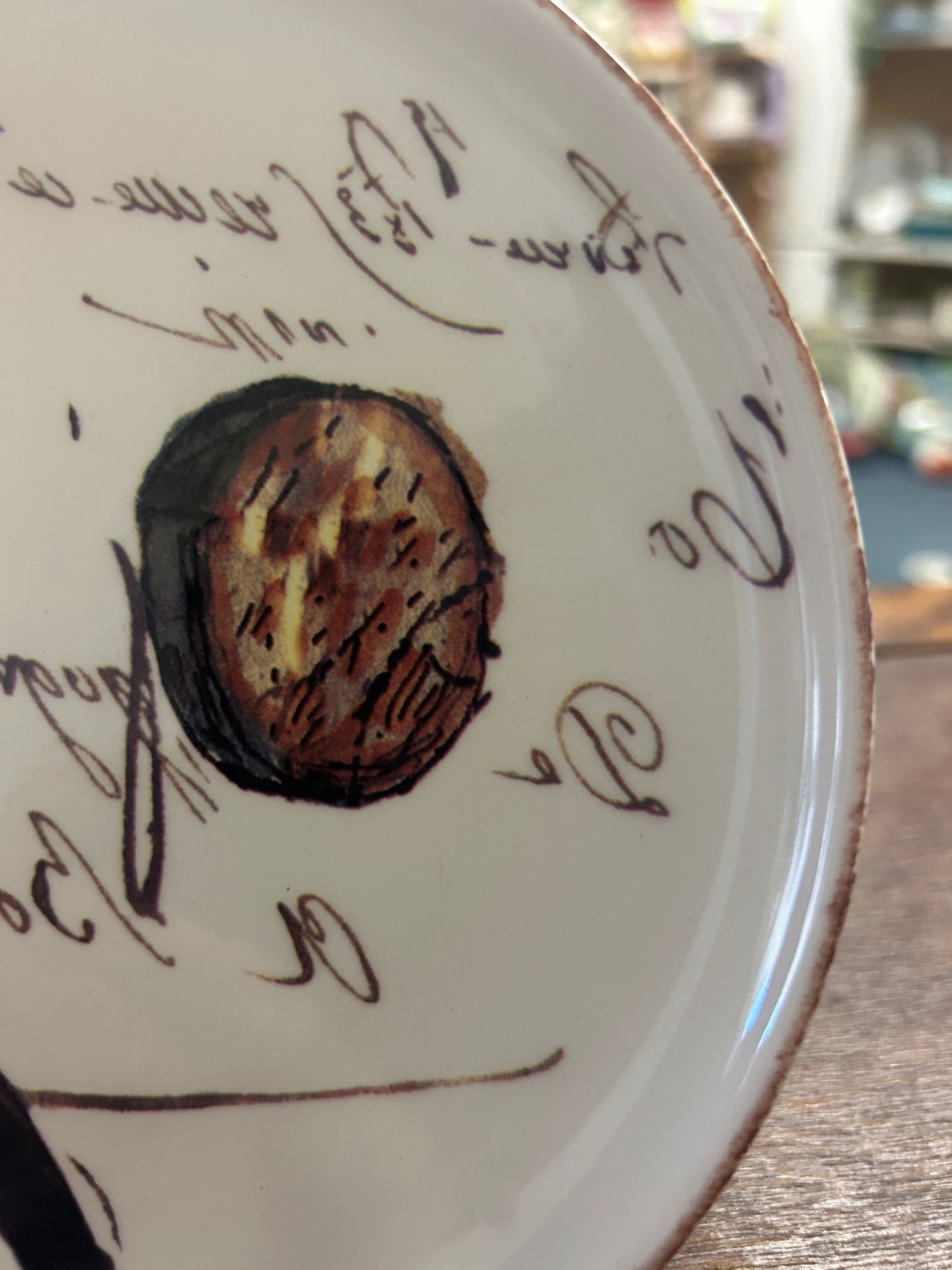 Brown & White Williams Sonoma French Cafe Plate Portugal, 6 3/4"