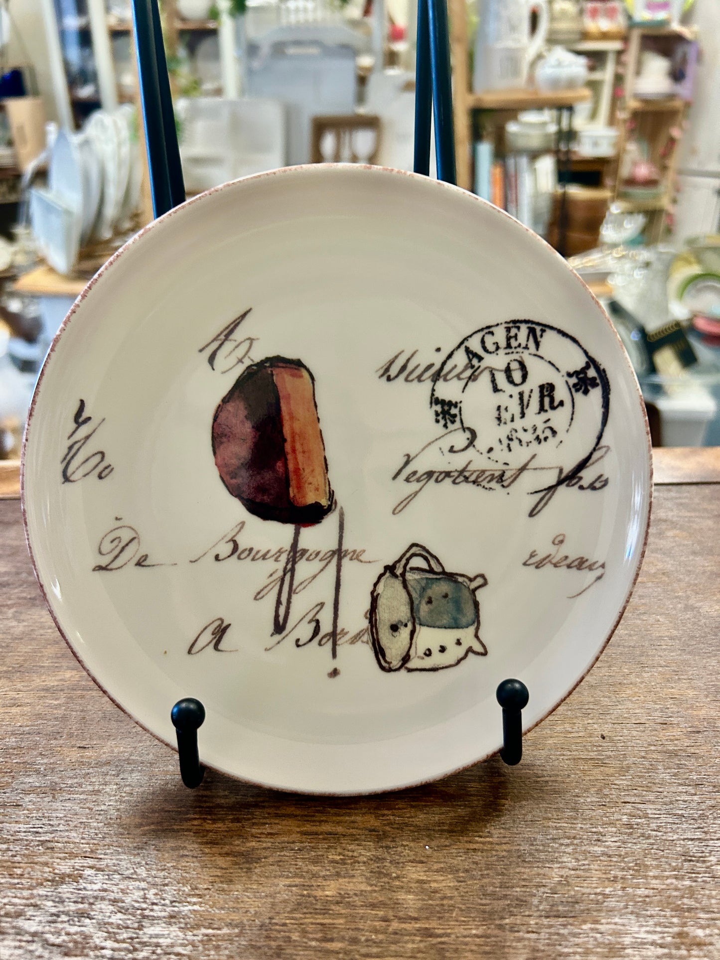 Brown & White Williams Sonoma French Cafe Plate Portugal, 6 3/4"