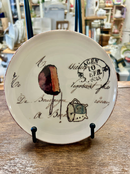 Brown & White Williams Sonoma French Cafe Plate Portugal, 6 3/4"