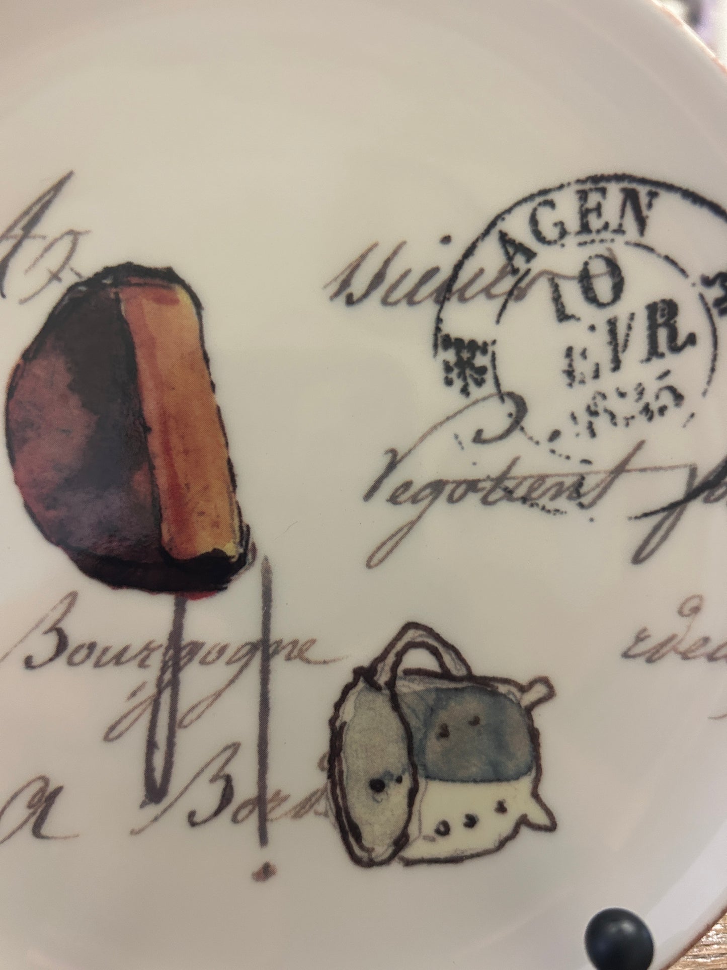 Brown & White Williams Sonoma French Cafe Plate Portugal, 6 3/4"