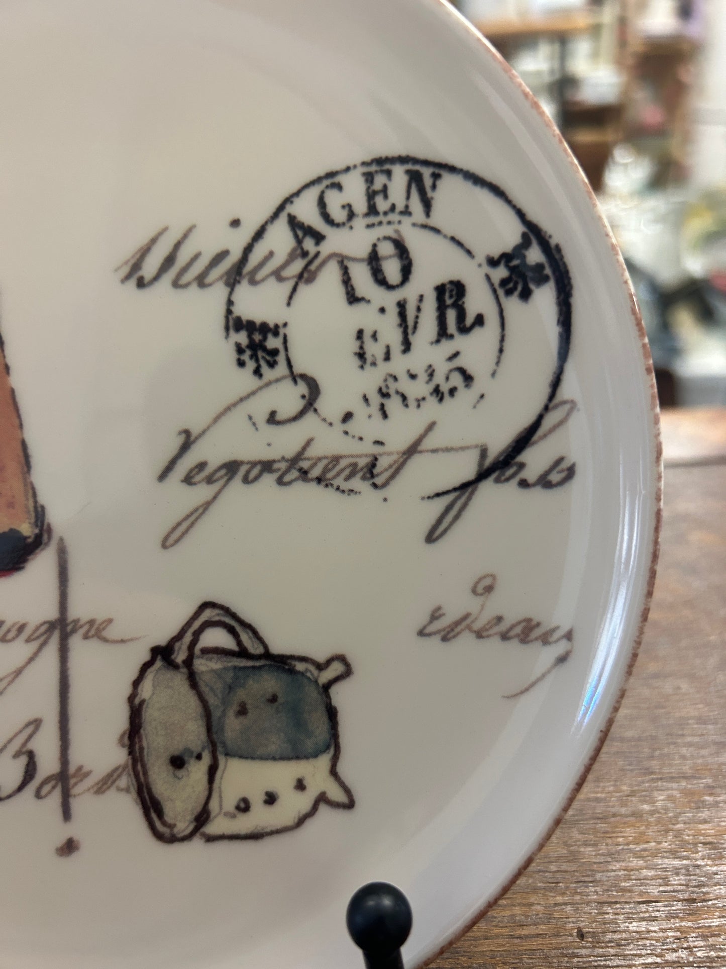 Brown & White Williams Sonoma French Cafe Plate Portugal, 6 3/4"