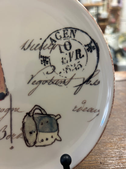 Brown & White Williams Sonoma French Cafe Plate Portugal, 6 3/4"