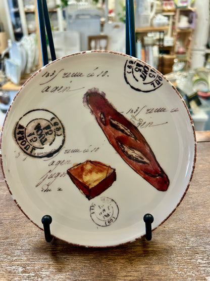 Brown & White Williams Sonoma French Cafe Plate Portugal, 6 3/4"