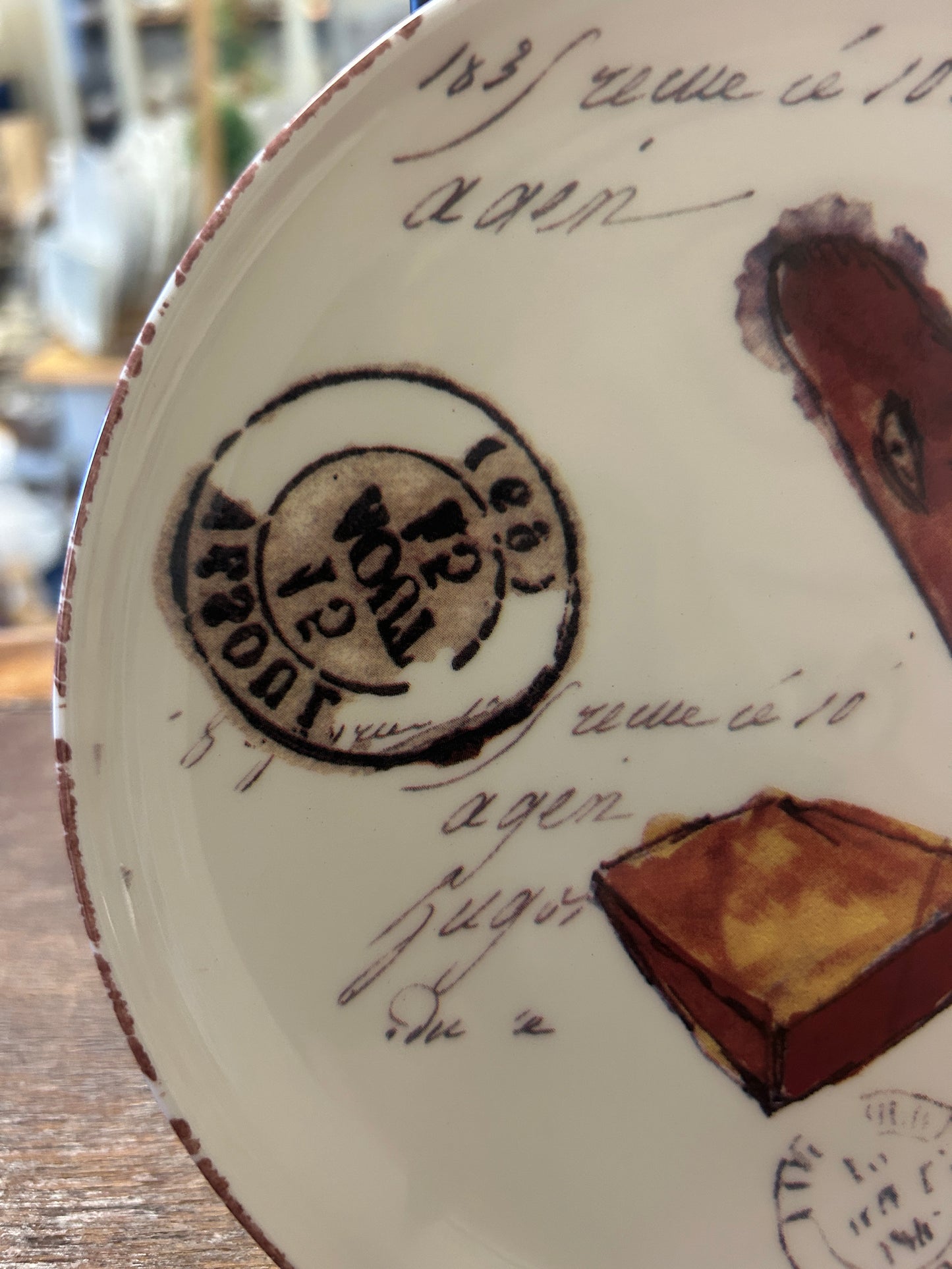Brown & White Williams Sonoma French Cafe Plate Portugal, 6 3/4"