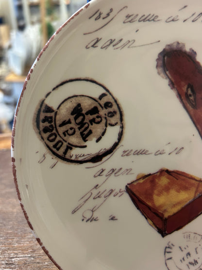 Brown & White Williams Sonoma French Cafe Plate Portugal, 6 3/4"