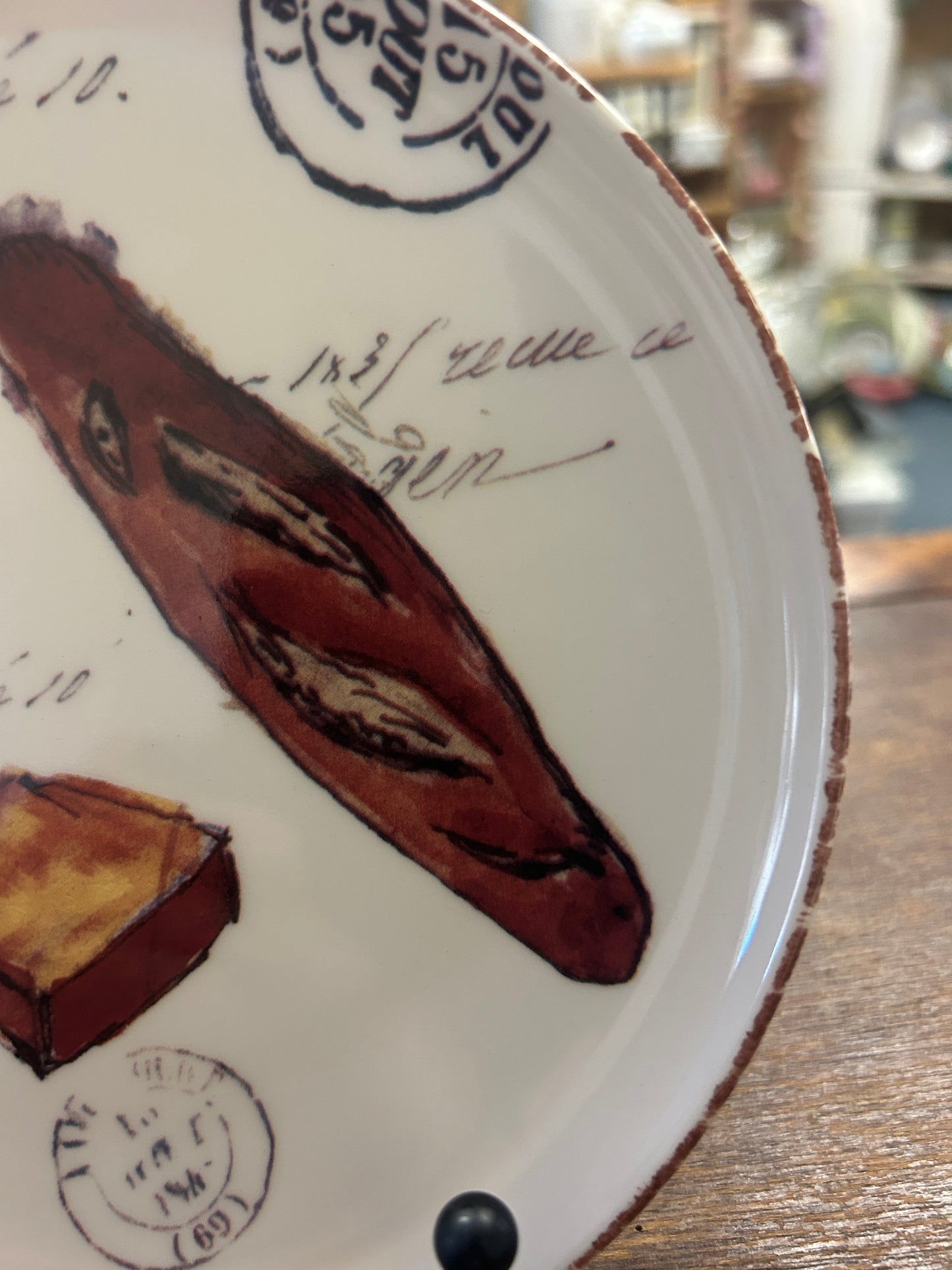 Brown & White Williams Sonoma French Cafe Plate Portugal, 6 3/4"