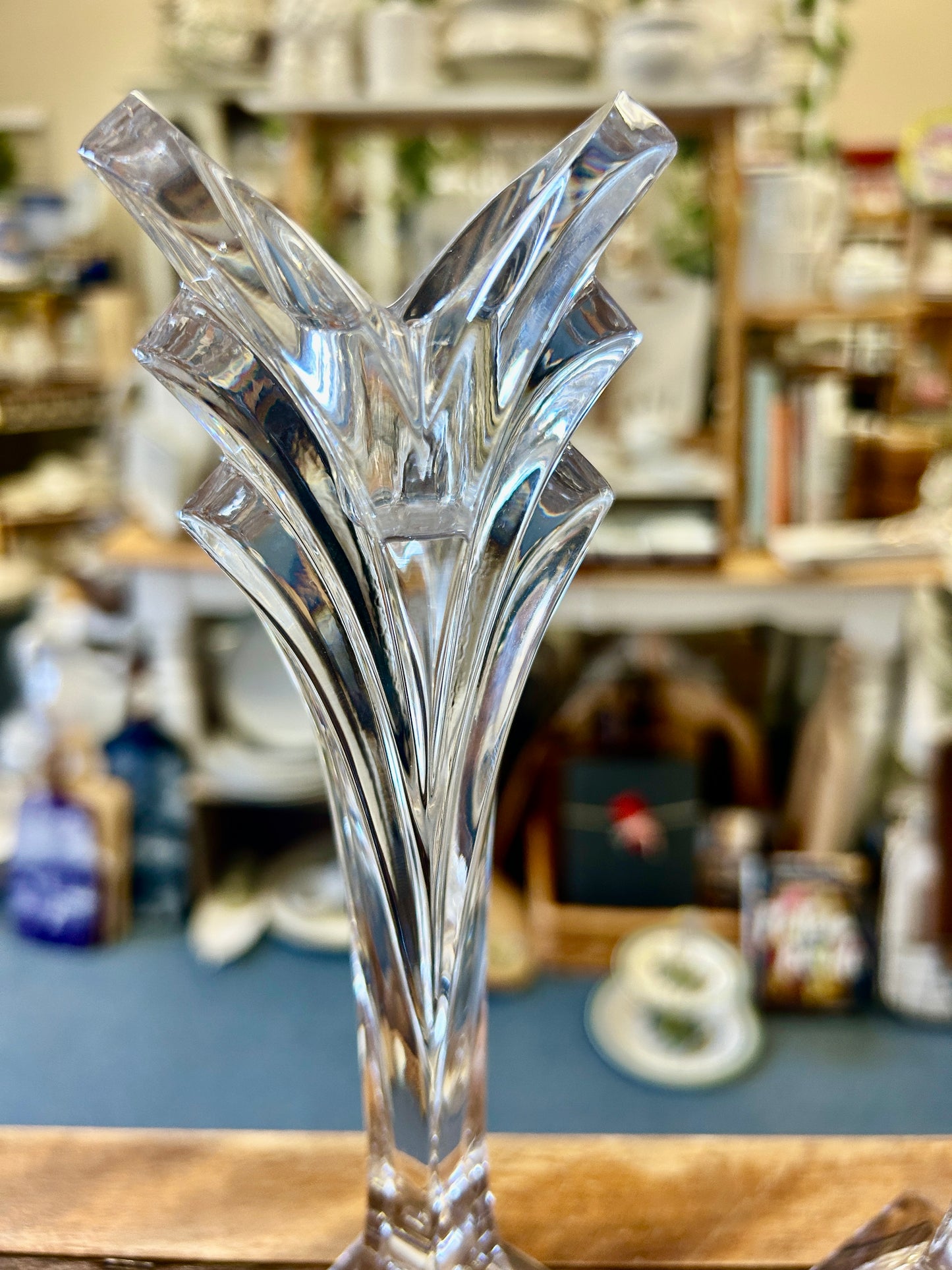 Clear Mikasa Deco Candleholders 2, 9 1/2"