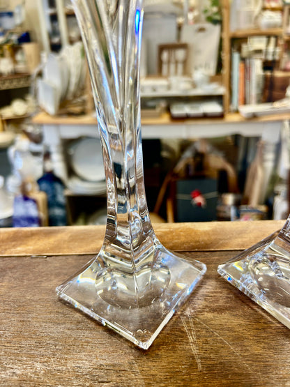 Clear Mikasa Deco Candleholders 2, 9 1/2"