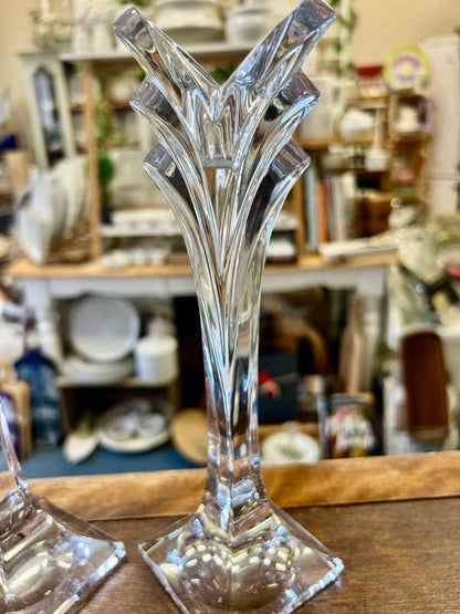 Clear Mikasa Deco Candleholders 2, 9 1/2"