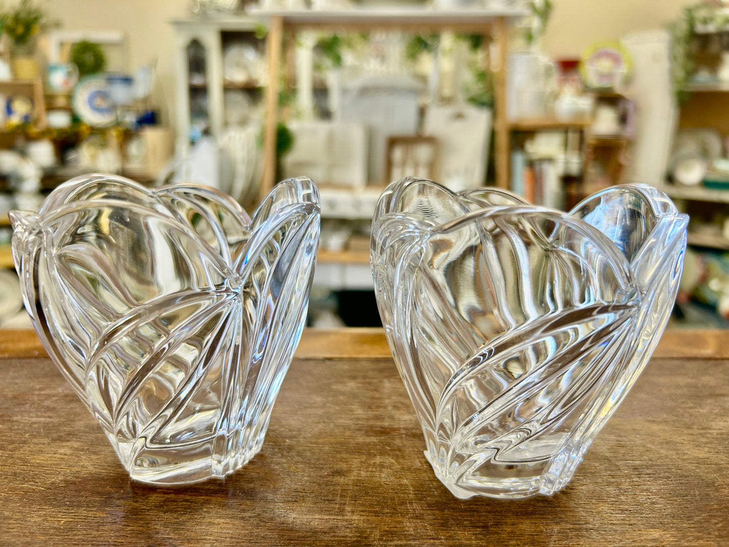 Clear Lenox Candle Holders 2, 3 1/2"