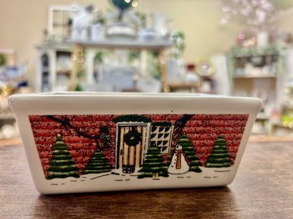 Red Green White Nantucket Home Snowman Crock, 6 1/2"