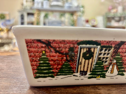 Red Green White Nantucket Home Snowman Crock, 6 1/2"