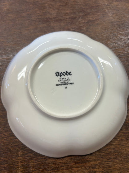 Red Green White Spode Christmas Tree Bowl England, 5"