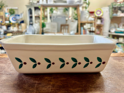 Red Green White Hartstone Vintage Holly Loaf Pan, 9 3/4"