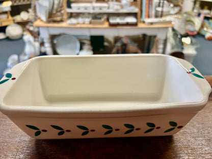 Red Green White Hartstone Vintage Holly Loaf Pan, 9 3/4"