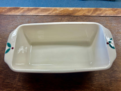 Red Green White Hartstone Vintage Holly Loaf Pan, 9 3/4"