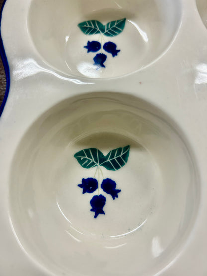 Blue & White Hartstone Vintage Blueberry Muffin Pan, 10 3/4"