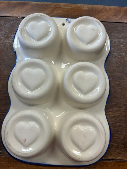 Blue & White Hartstone Vintage Blueberry Muffin Pan, 10 3/4"