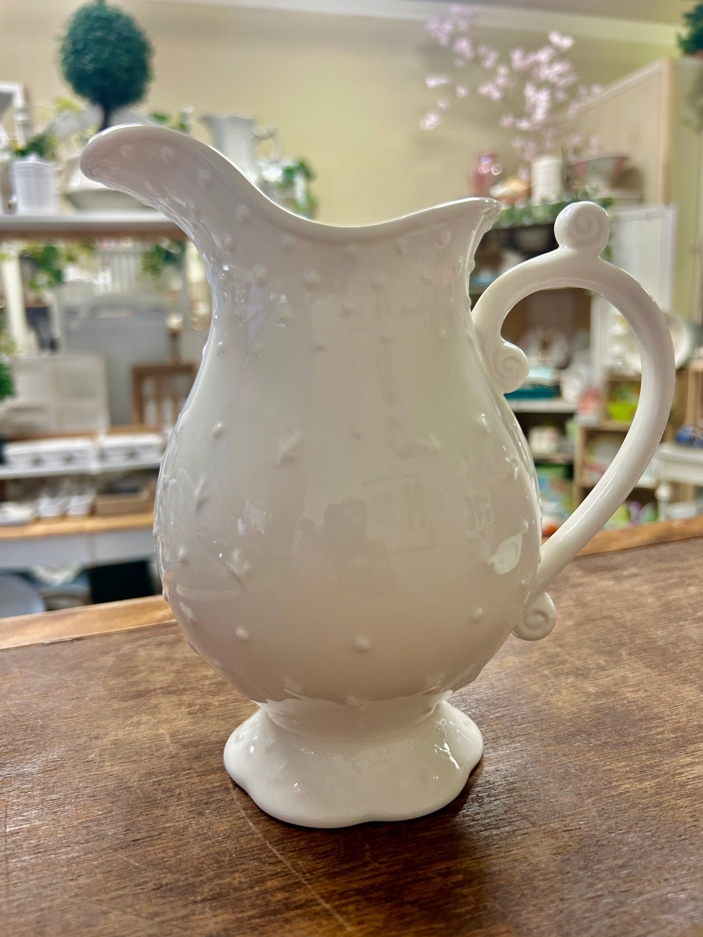 I. Godinger White Pitcher, 7"