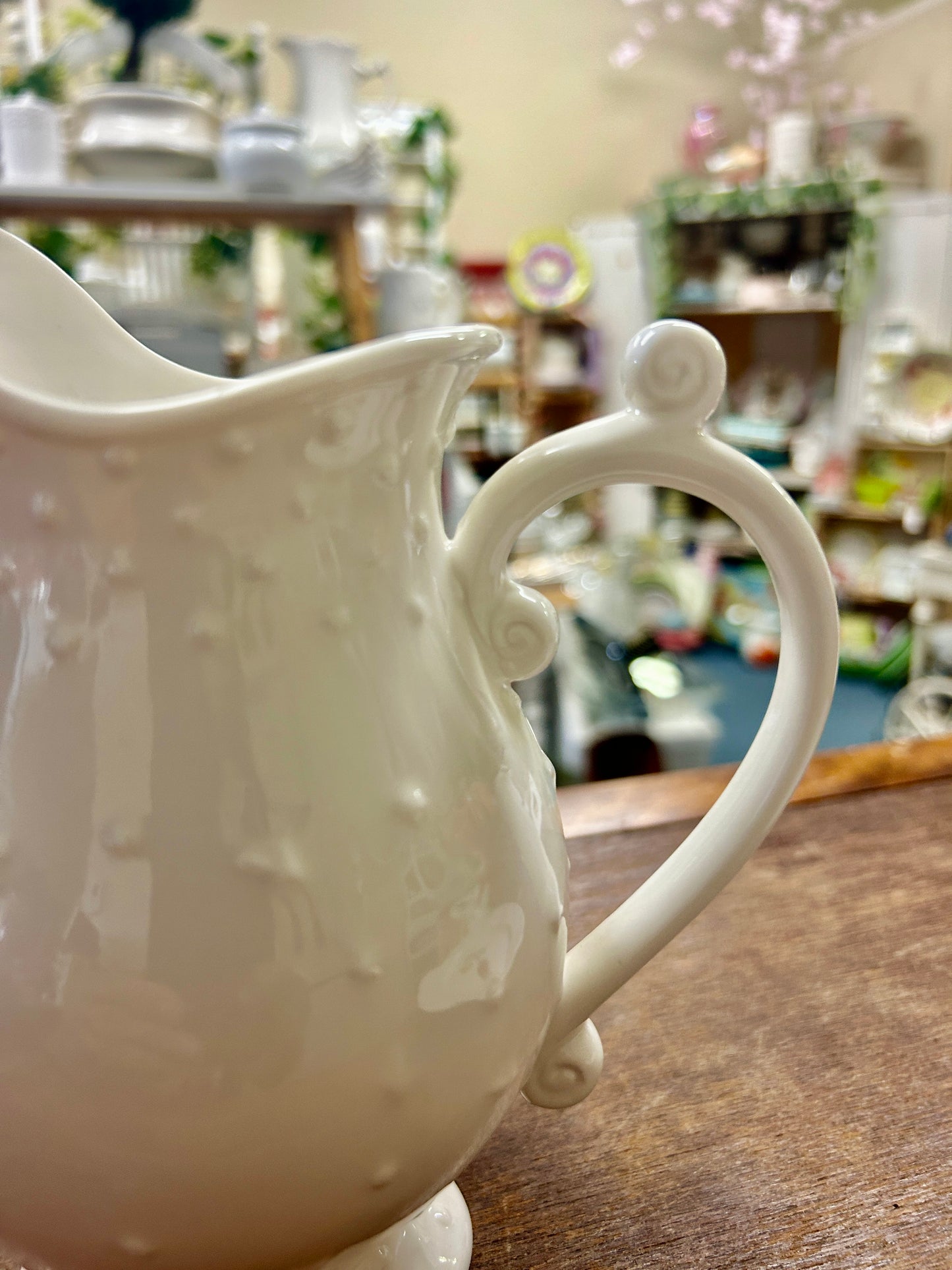 I. Godinger White Pitcher, 7"