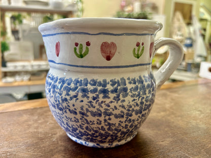 Blue & Pink  Pitcher Handmade Portugal, 4 3/4"