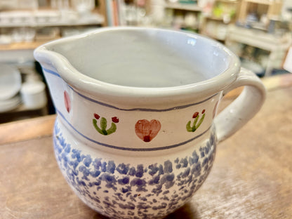 Blue & Pink  Pitcher Handmade Portugal, 4 3/4"